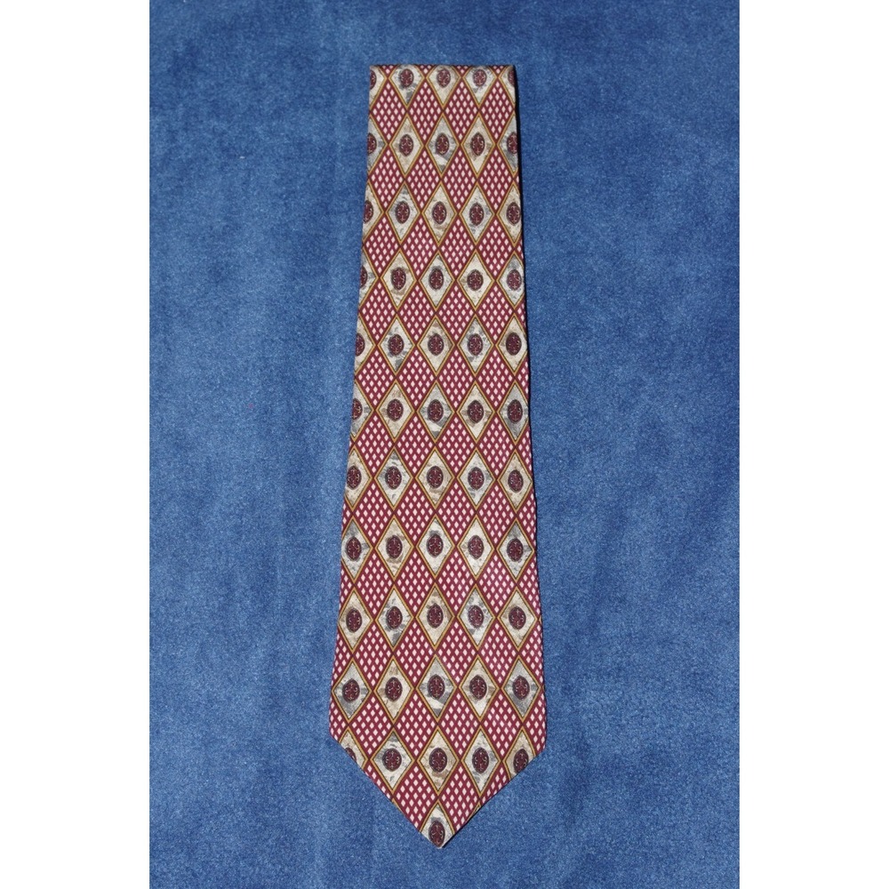 Vtg Christian Dior Cravate Tie Burgundy Silk Geometric Medallion EUC Old‎ Money